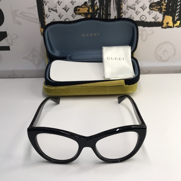 NEW Authentic Gucci GG1172O 001/004 Black & Gold Cat Eye Glasses - Picture 5 of 14